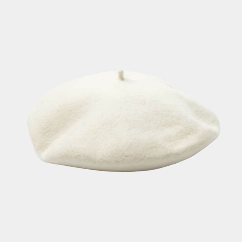 Béret basque large en laine blanc