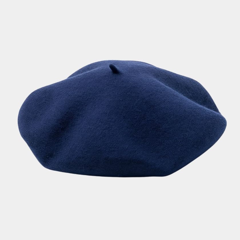 Béret basque large en laine bleu profond