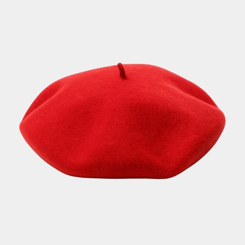 Béret basque large en laine rouge