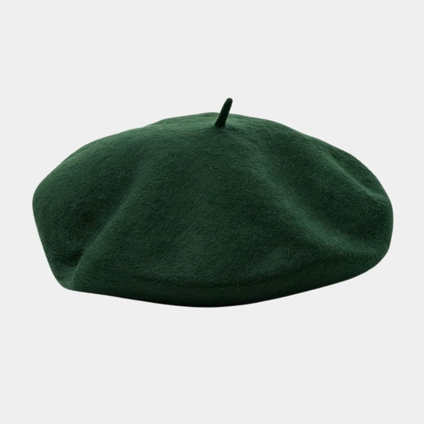 Béret basque large en laine vert forêt
