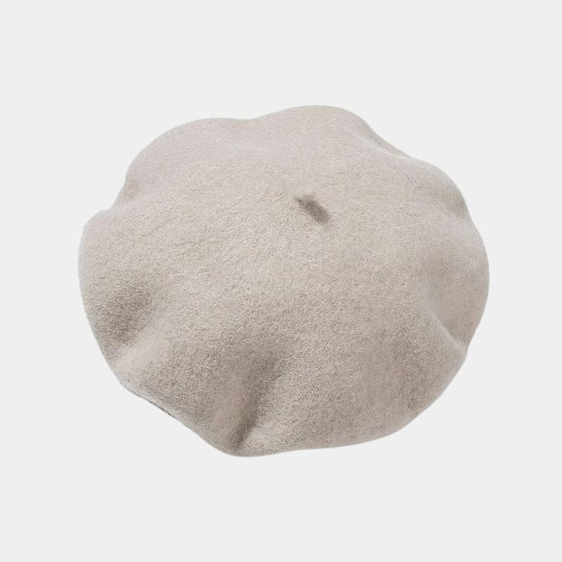 Béret bonnet grège en feutre de laine