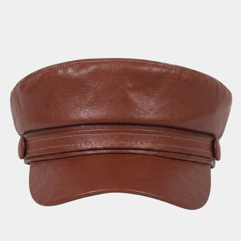 Béret casquette marron cognac en cuir