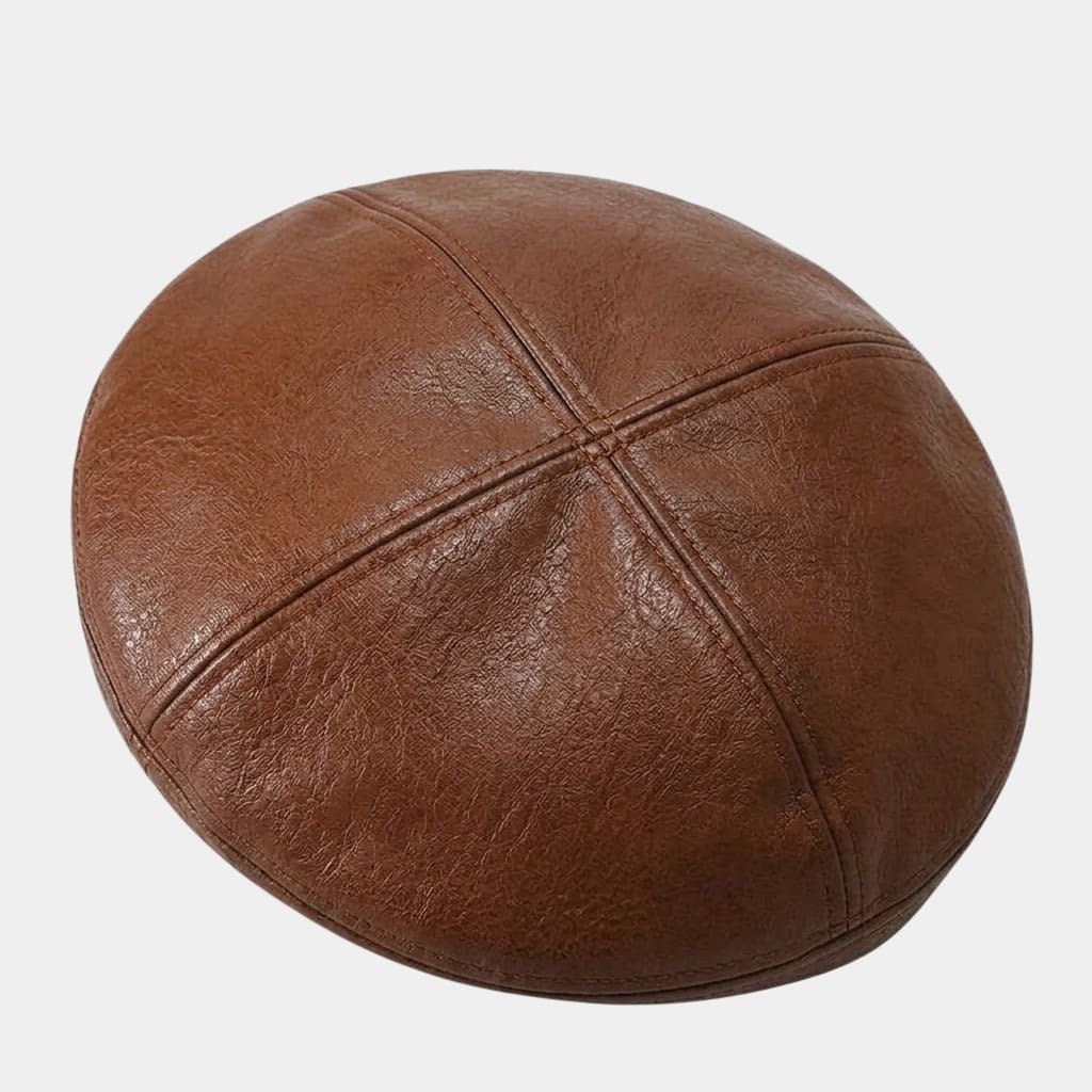 Béret en cuir marron