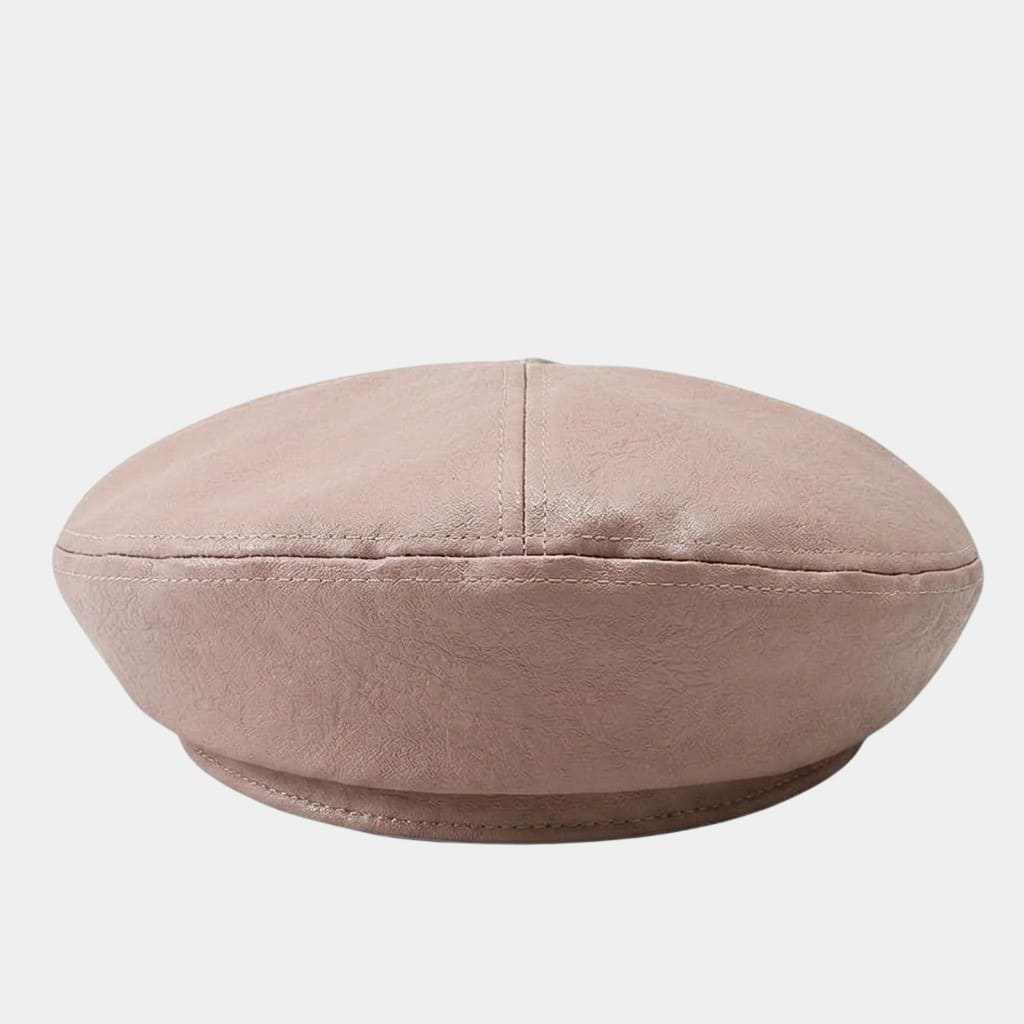 Béret en cuir rose