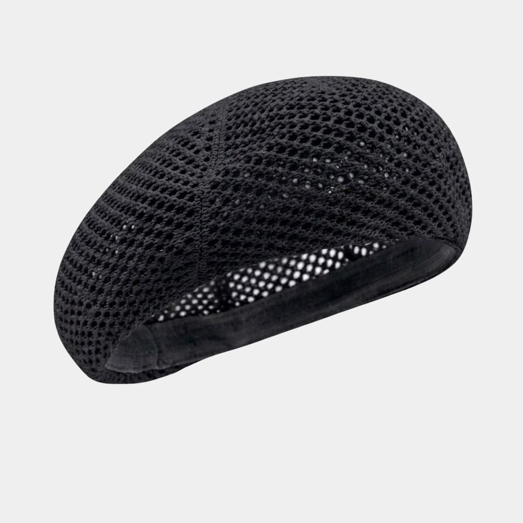 Béret en maille ajourée noir