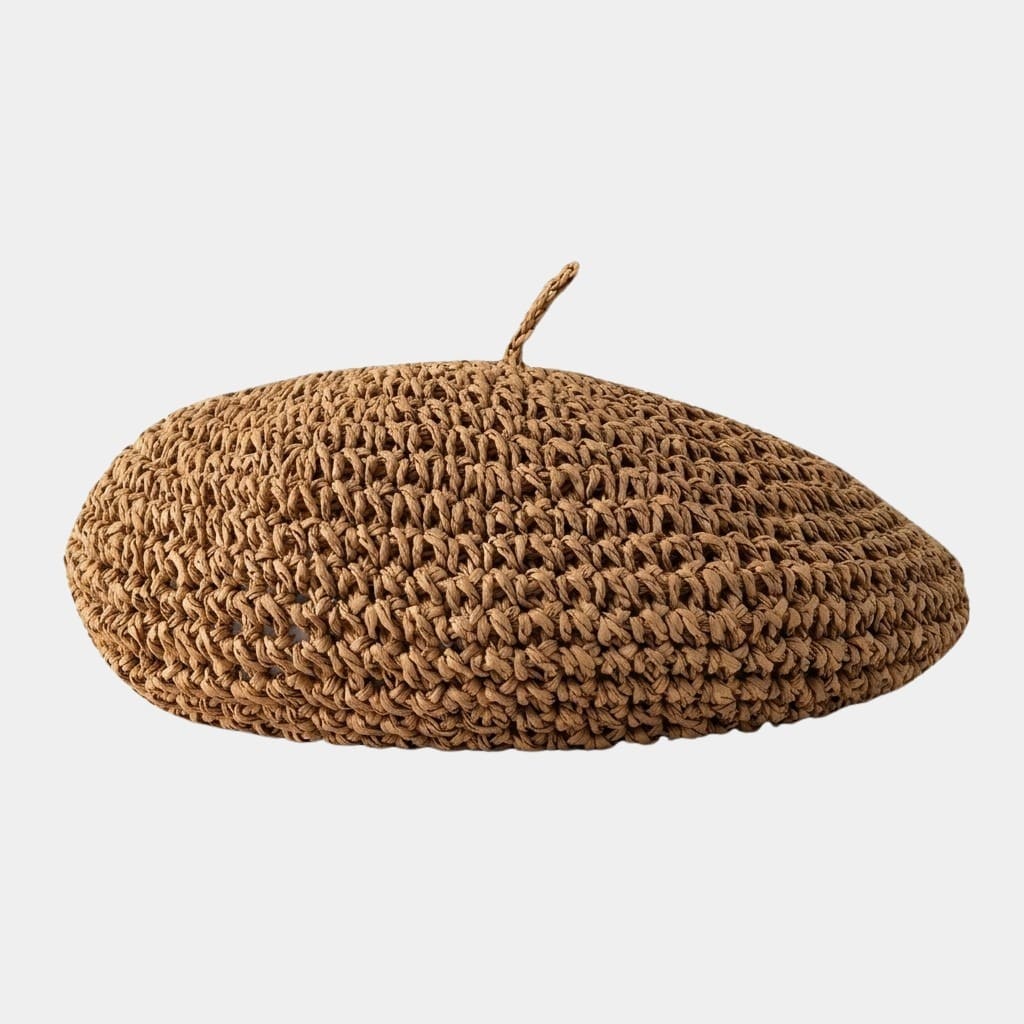 Béret en paille marron