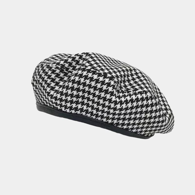 Béret pied-de-poule noir et blanc