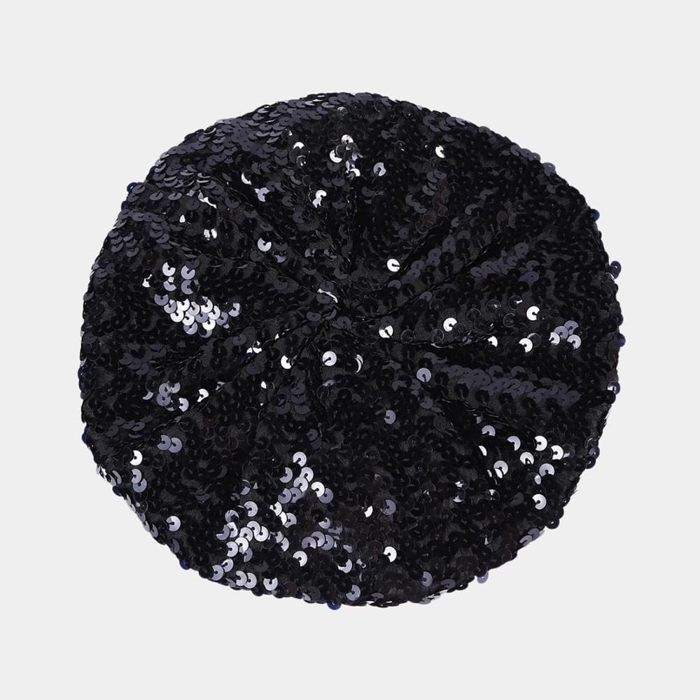 Béret sequin noir