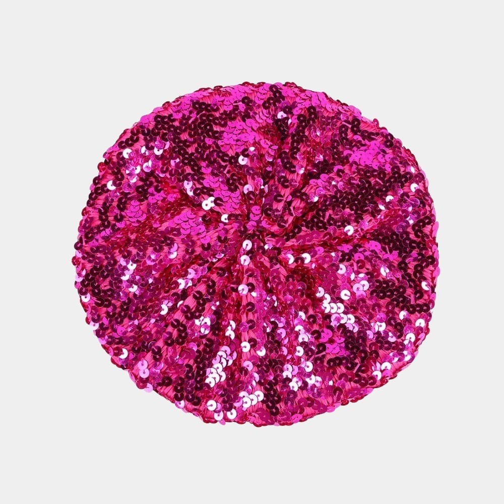 Béret sequin rose