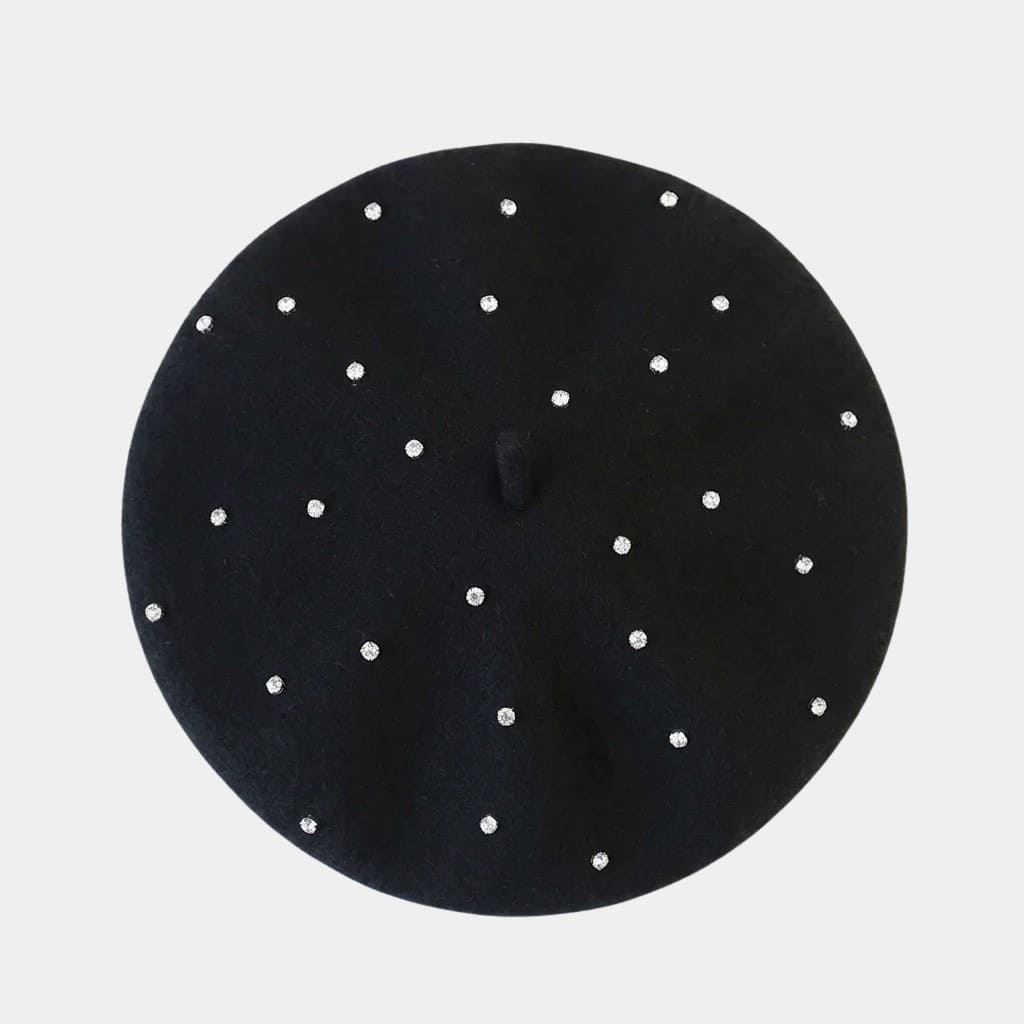 Béret strass noir en laine