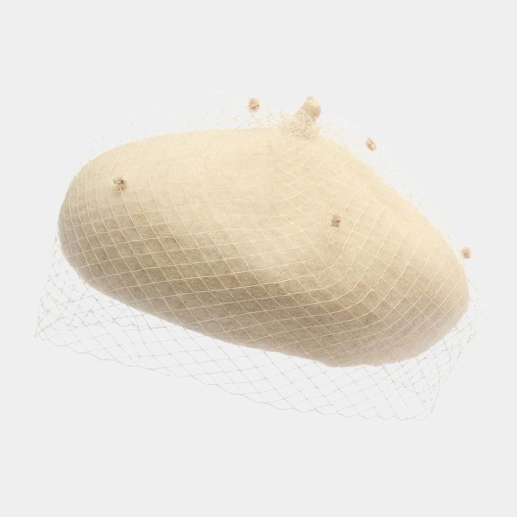 Béret voilette beige en laine