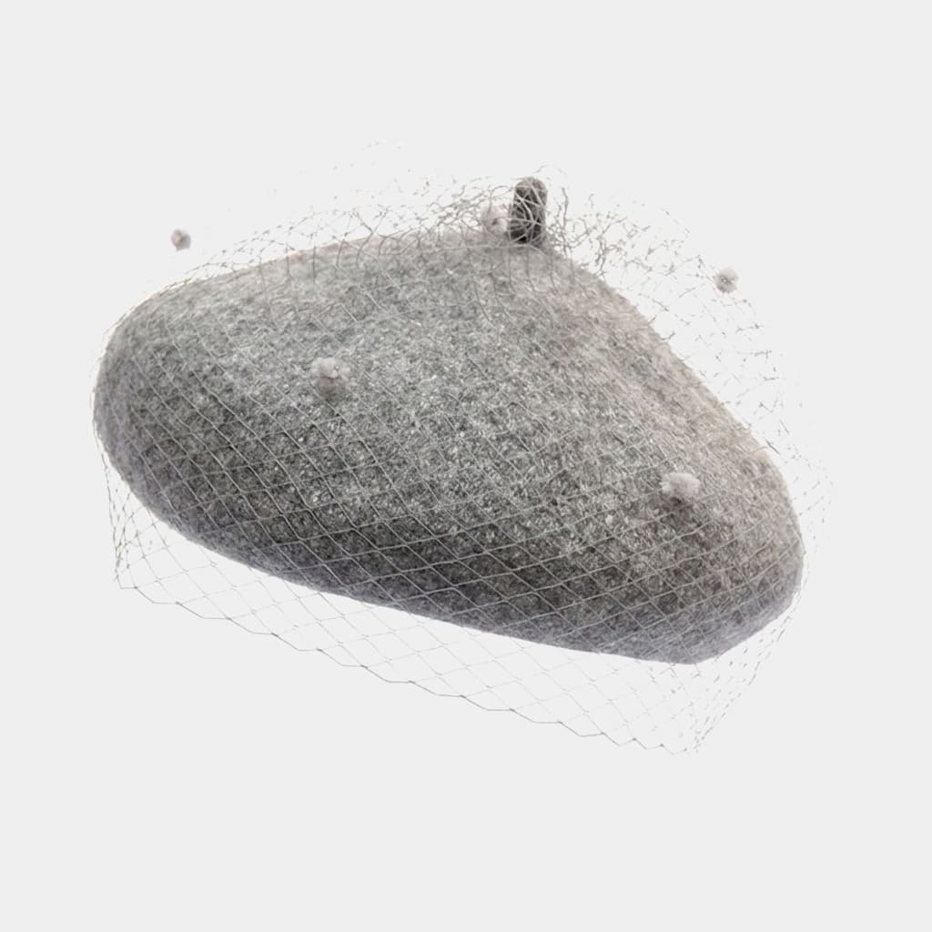 Béret voilette gris en laine