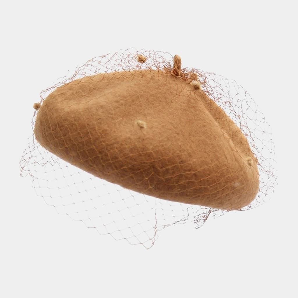 Béret voilette marron en laine