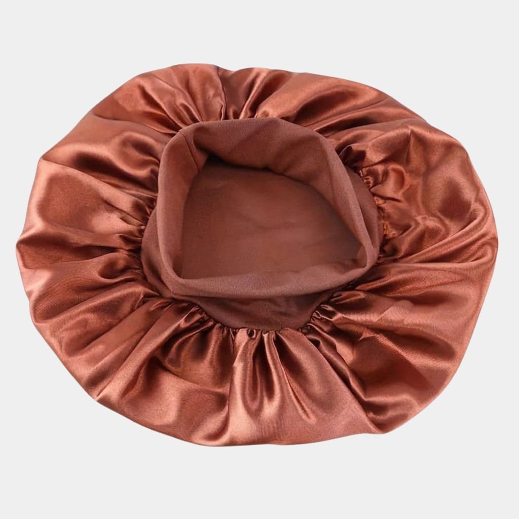 Bonnet de nuit en satin cuivre avec bandeau