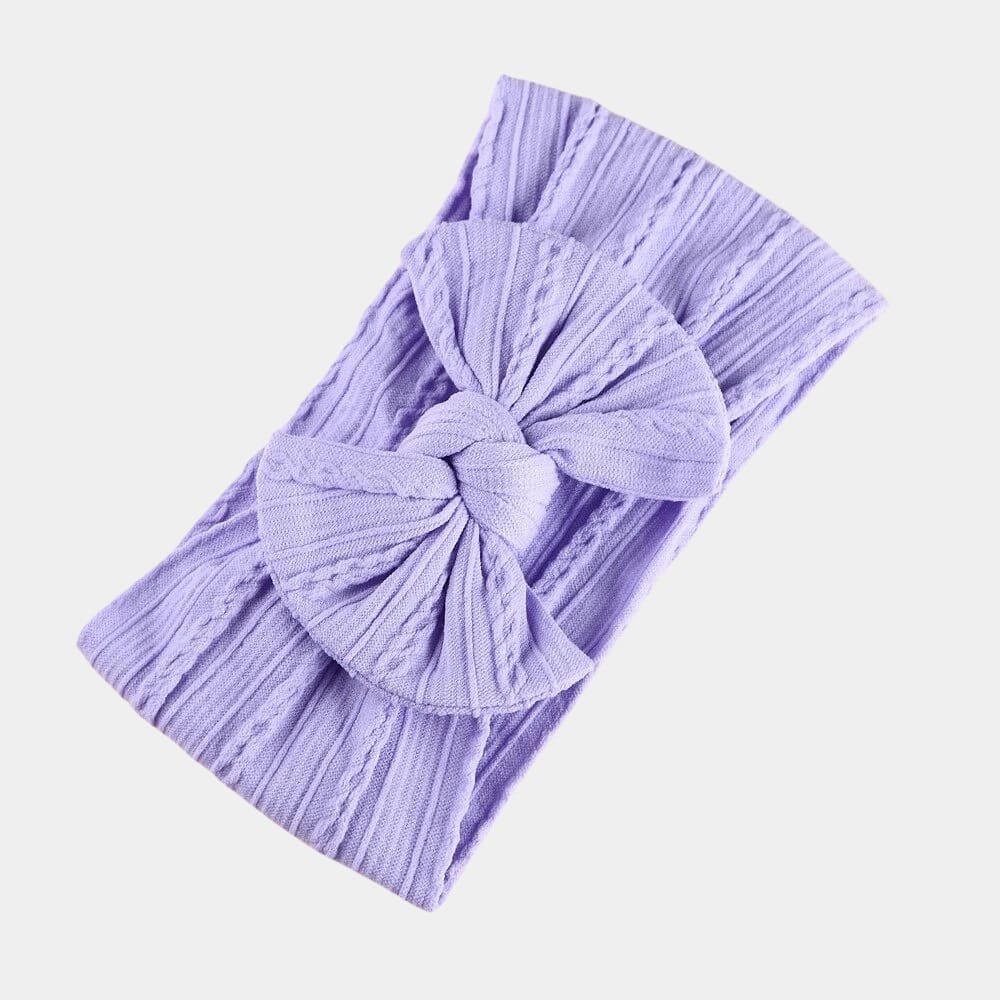 Bandeau bébé violet glycine avec gros nœud