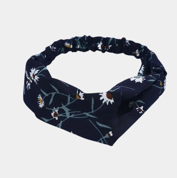 Bandeau fleuri bleu foncé