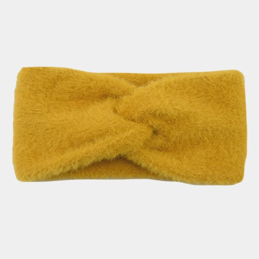 Bandeau fourrure jaune uni