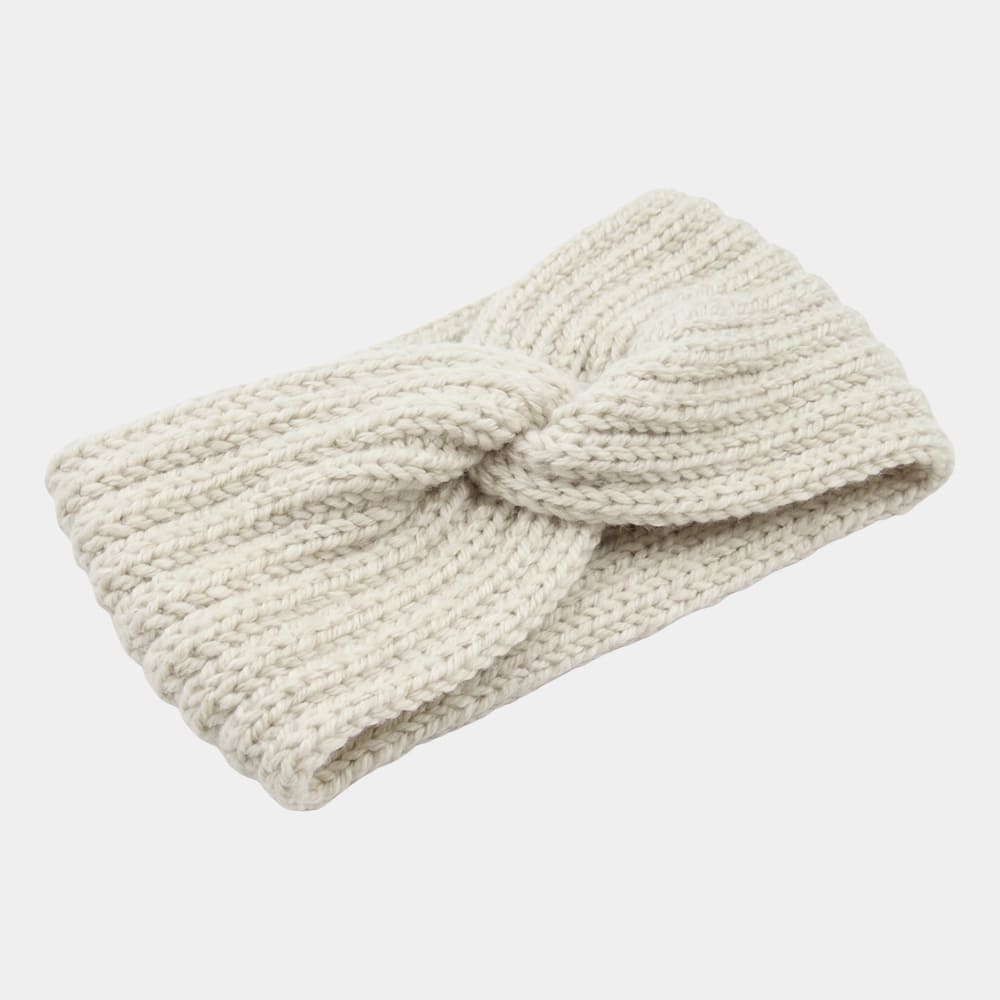 Bandeau en laine beige uni