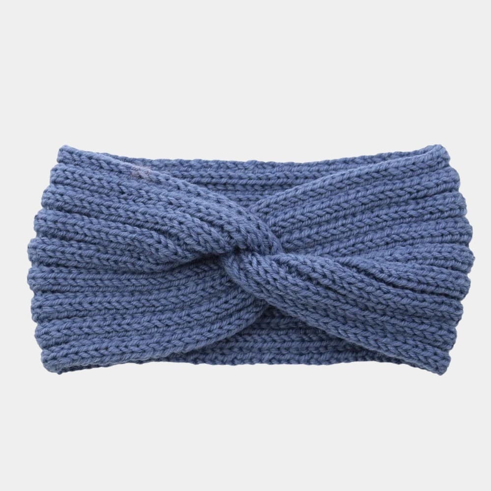 Bandeau en laine bleu gris uni