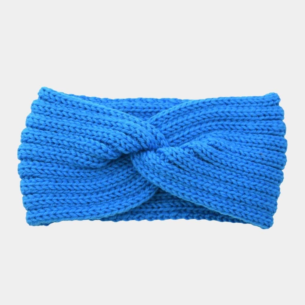 Bandeau en laine bleu lac uni