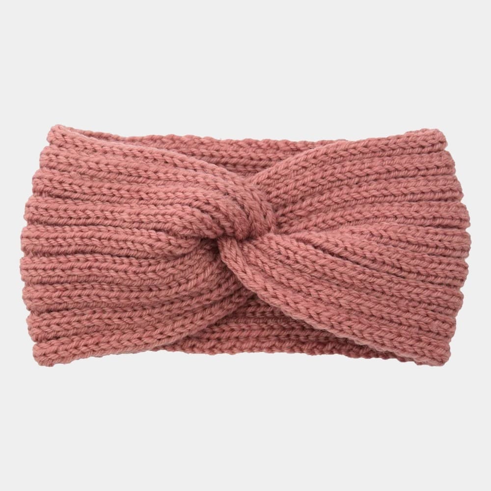 Bandeau en laine rose foncé uni