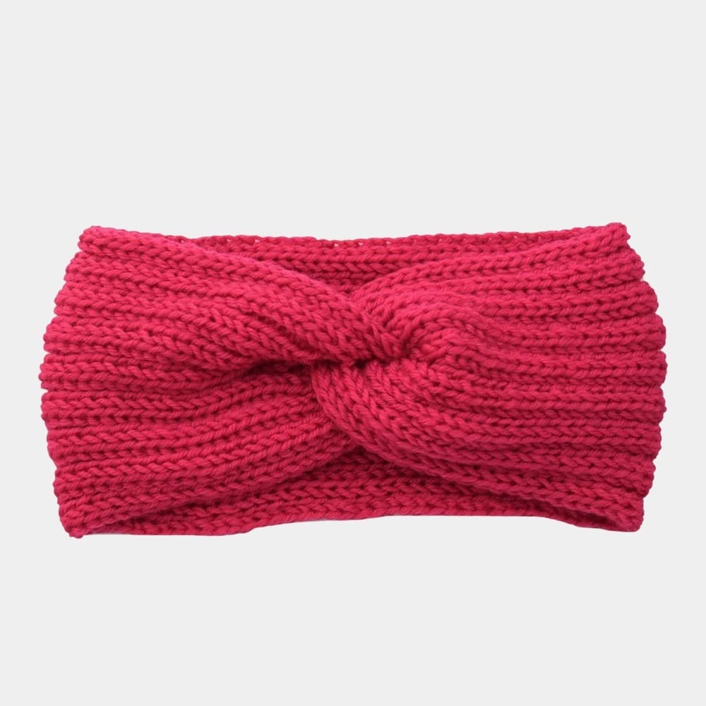 Bandeau en laine rose fuchsia uni