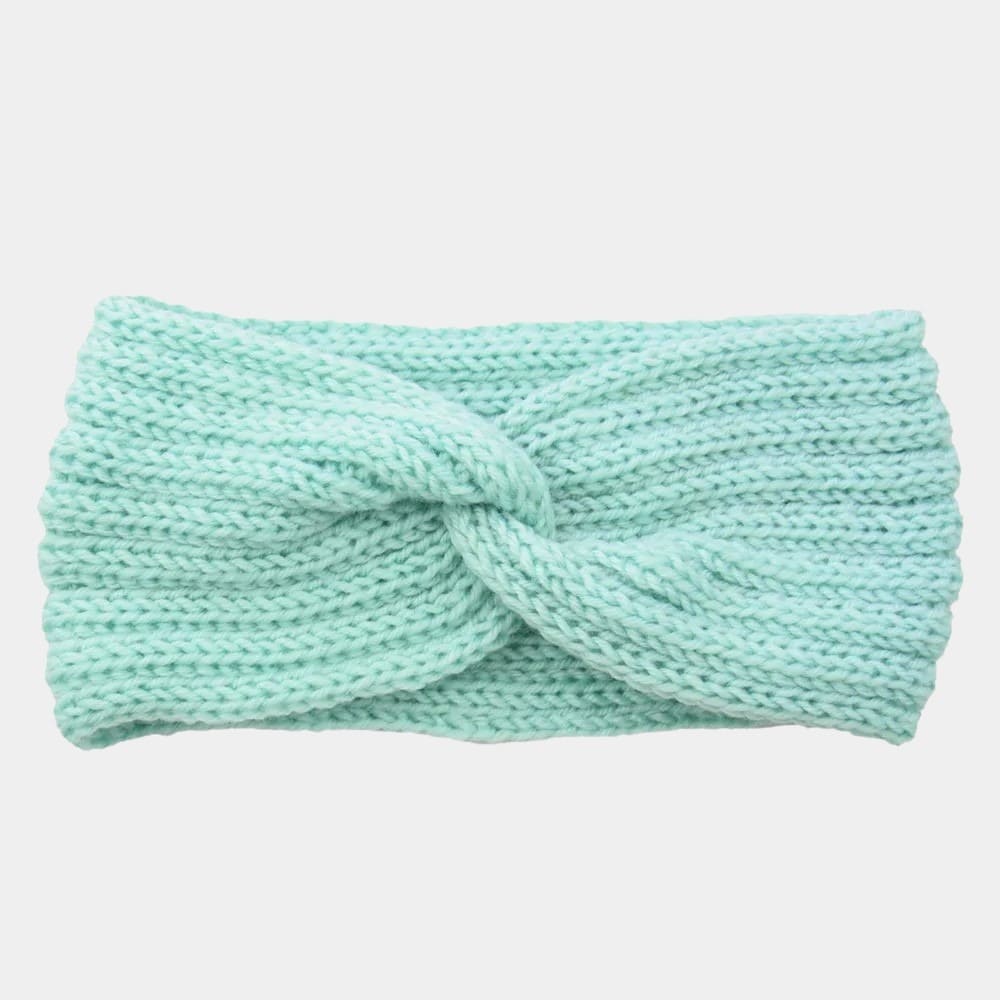 Bandeau en laine vert menthe uni