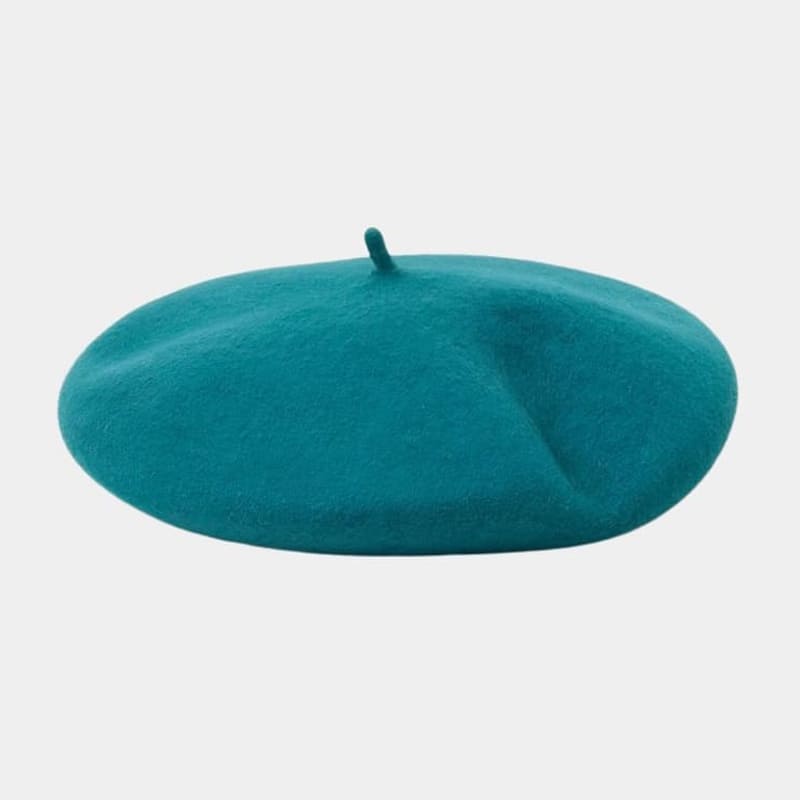 Béret basque large en laine bleu canard