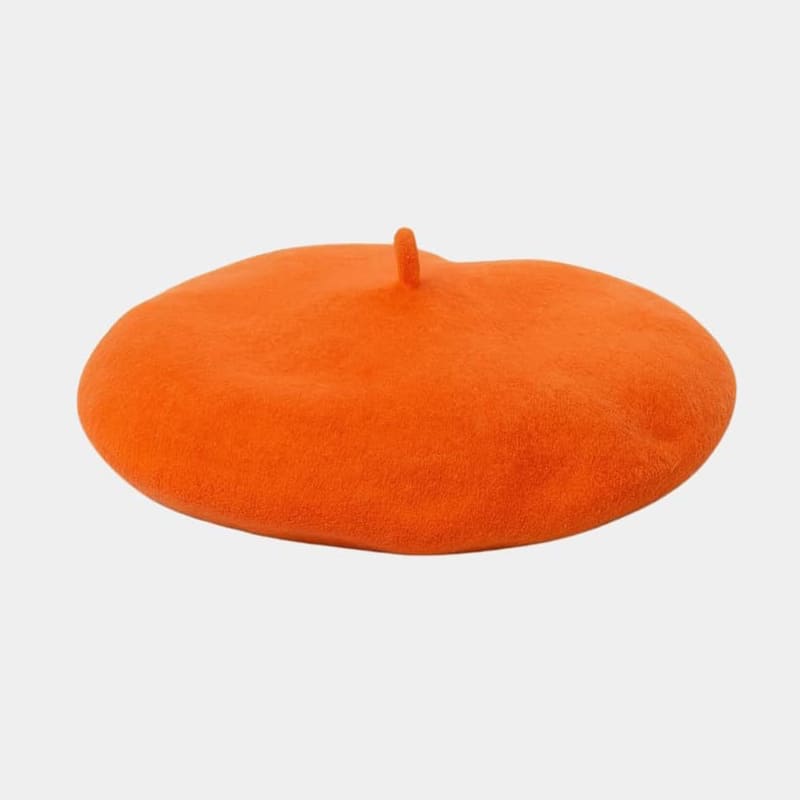 Béret basque large en laine orange