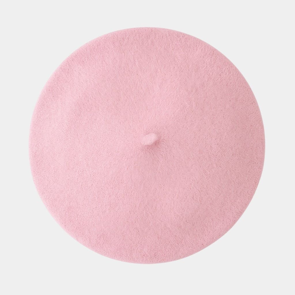 Béret basque rose clair en laine