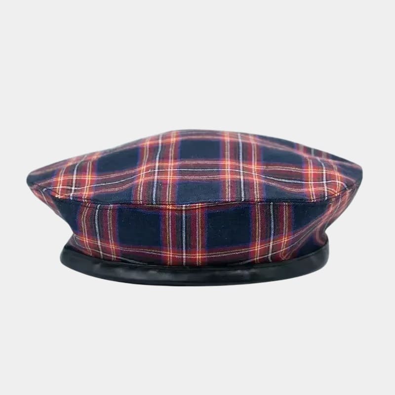 Béret à carreaux bleu