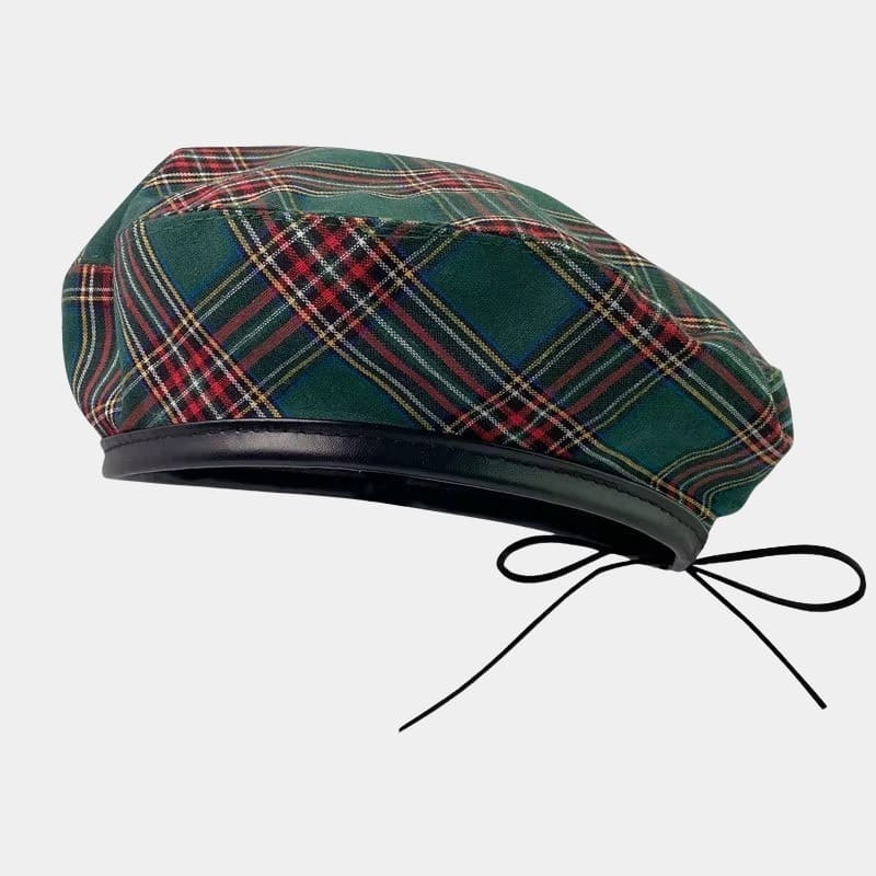 Béret à carreaux vert