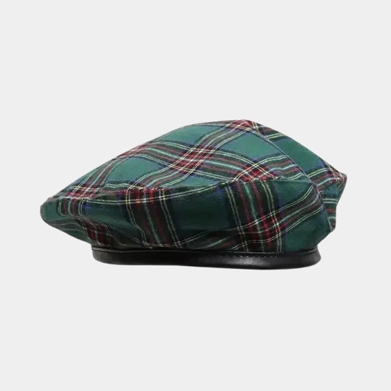 Béret à carreaux vert