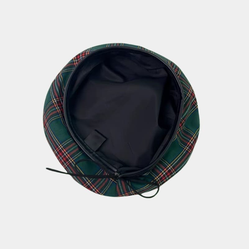 Béret à carreaux vert