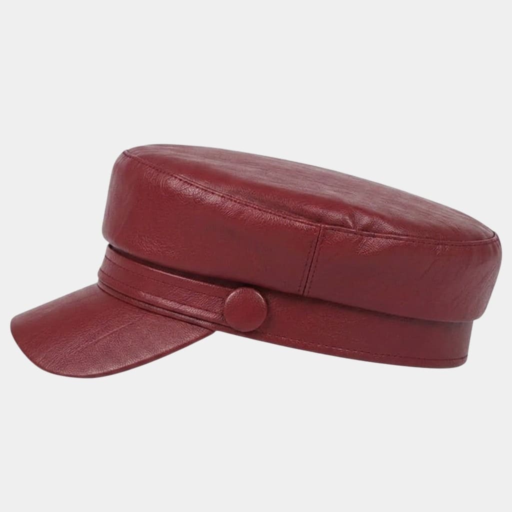 Béret casquette bordeaux en cuir