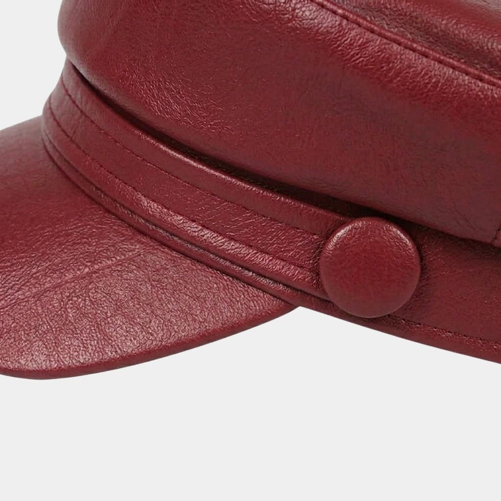Béret casquette bordeaux en cuir