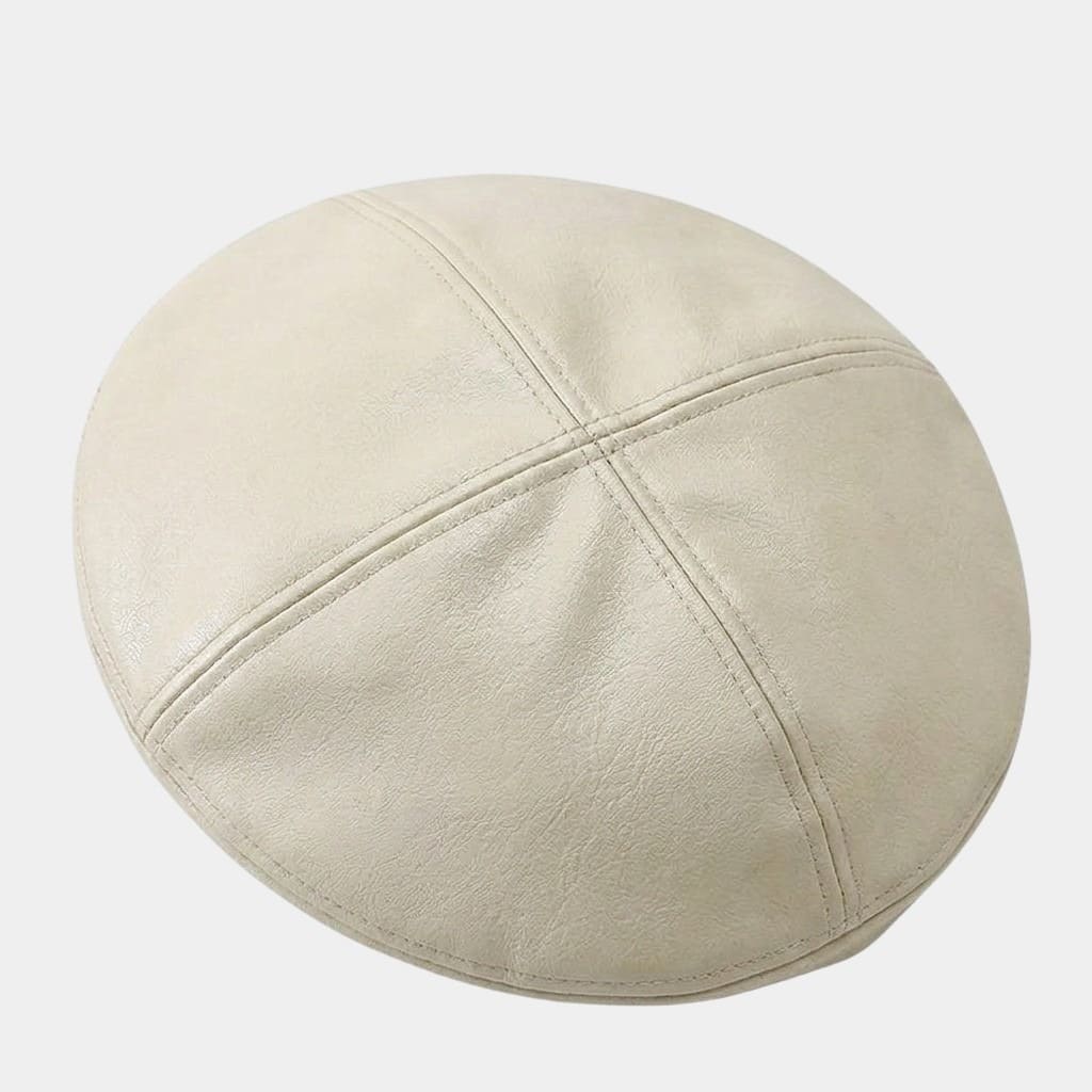 Béret en cuir beige