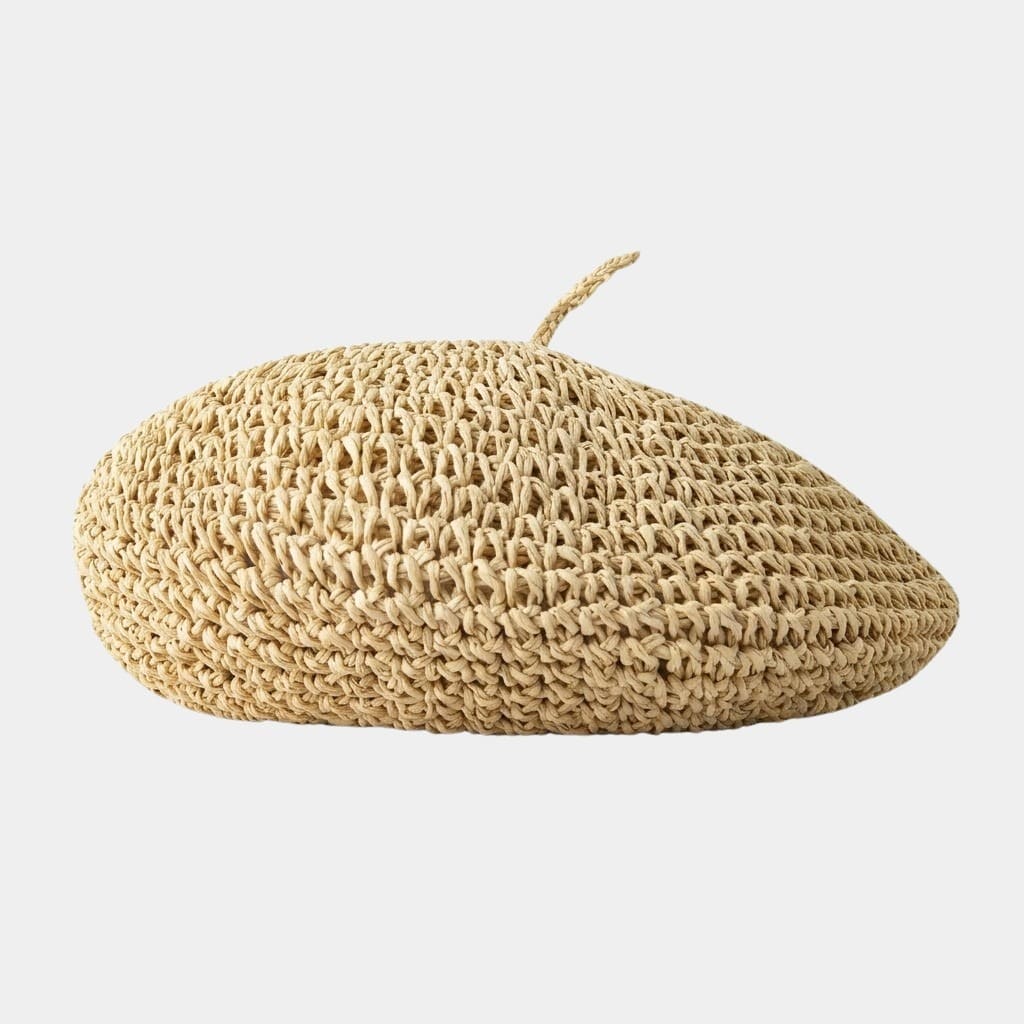 Béret en paille beige