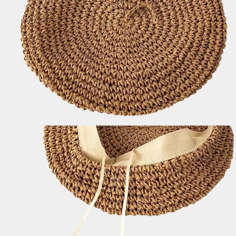 Béret en paille marron