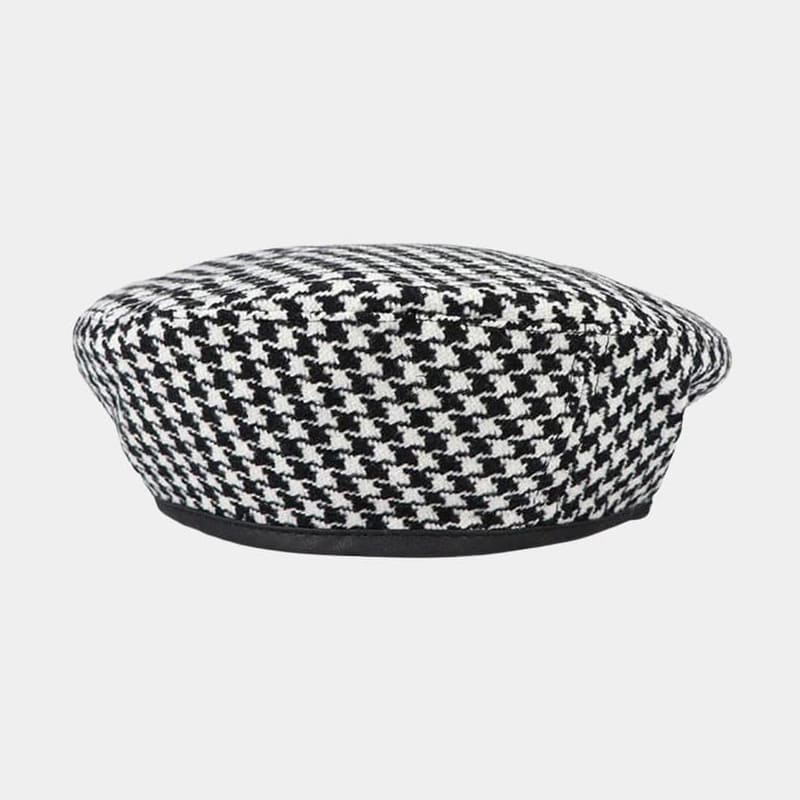 Béret pied-de-poule noir et blanc