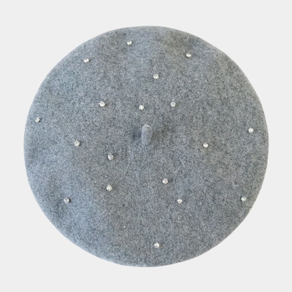 Béret strass gris en laine