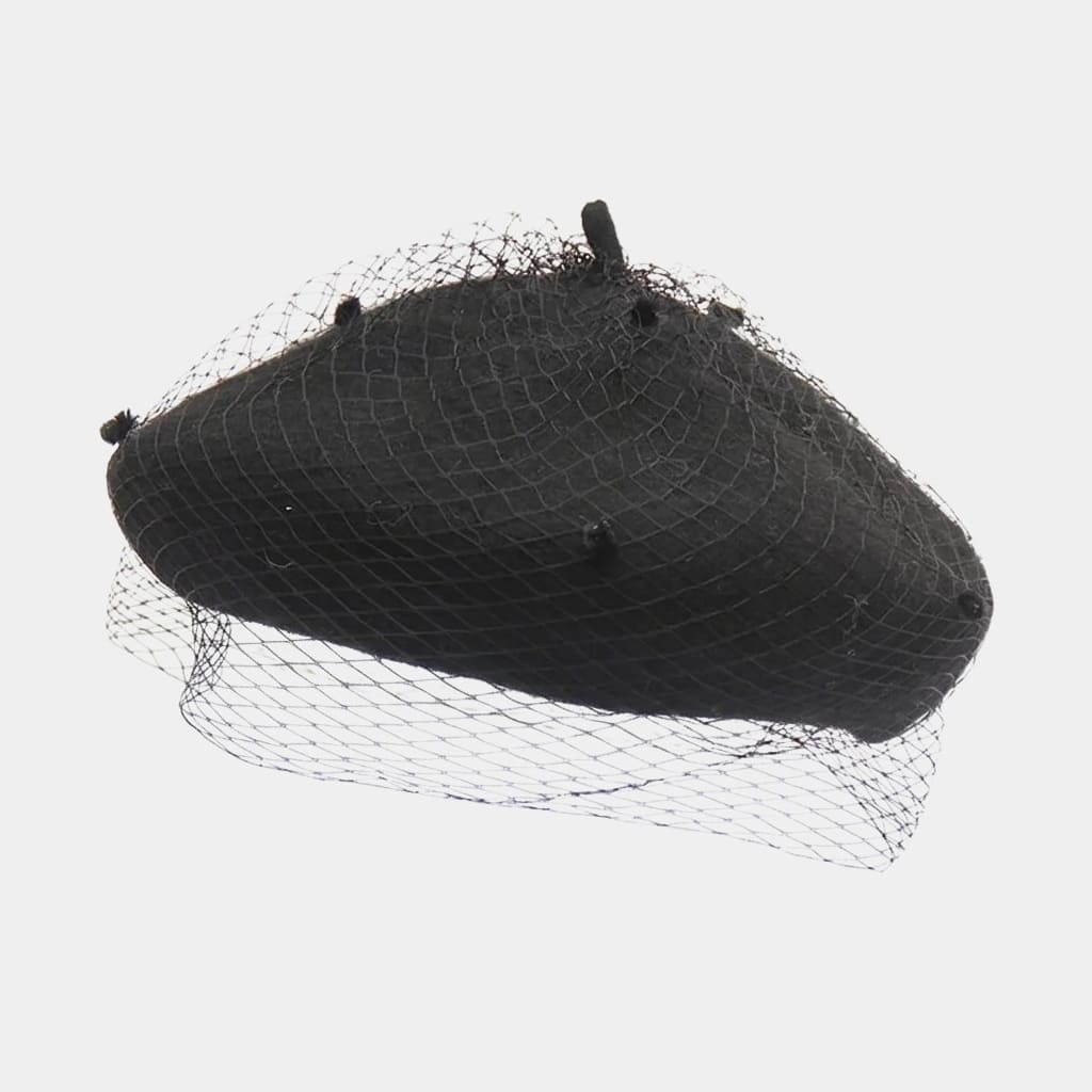 Béret voilette noir en laine