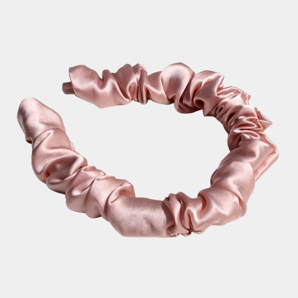 Serre-tête plissé rose gold en soie