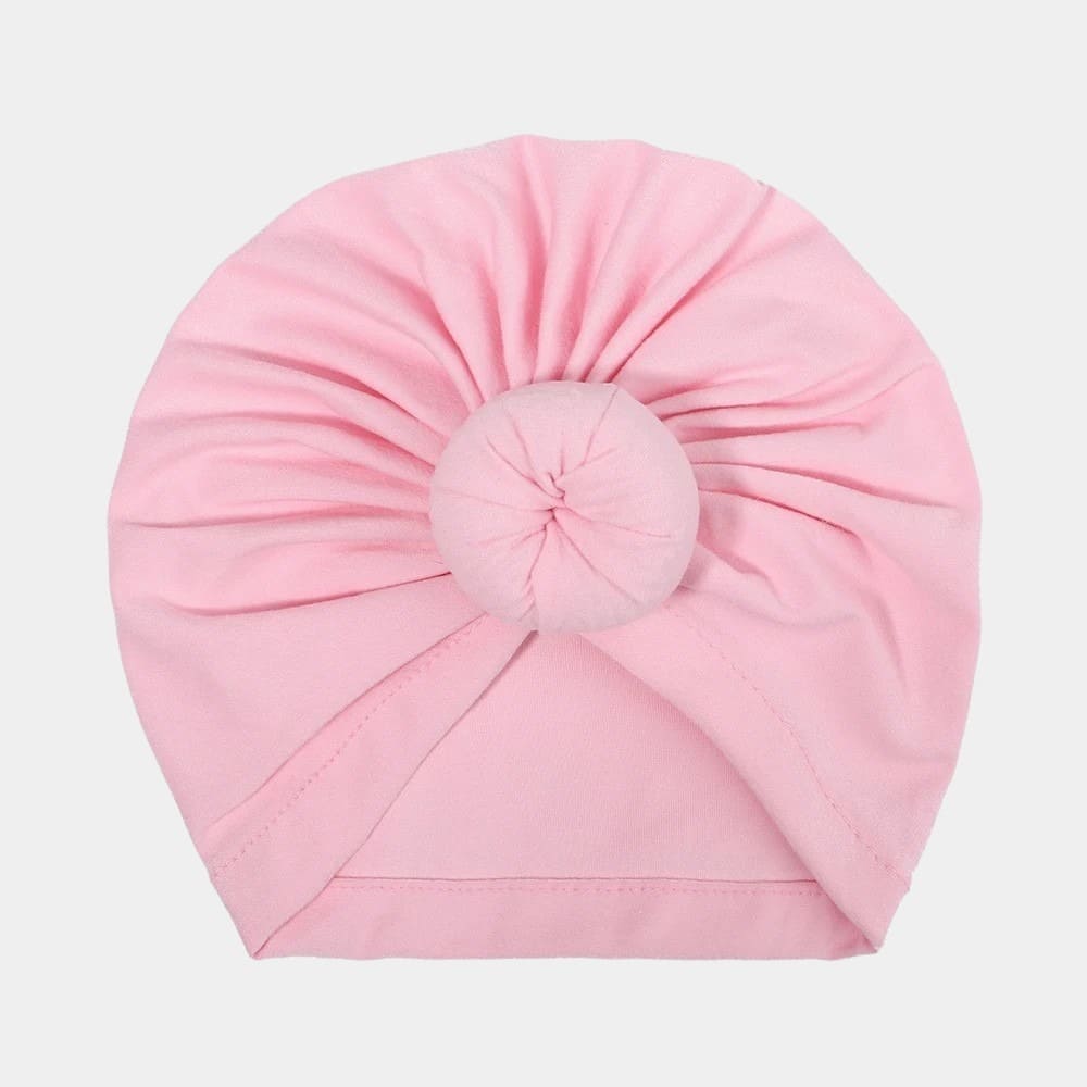 Turban bébé rose clair avec nœud