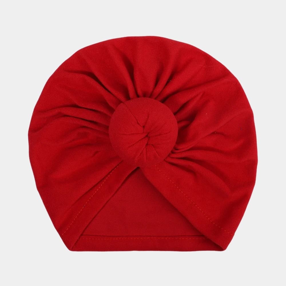 Turban bébé rouge foncé avec nœud