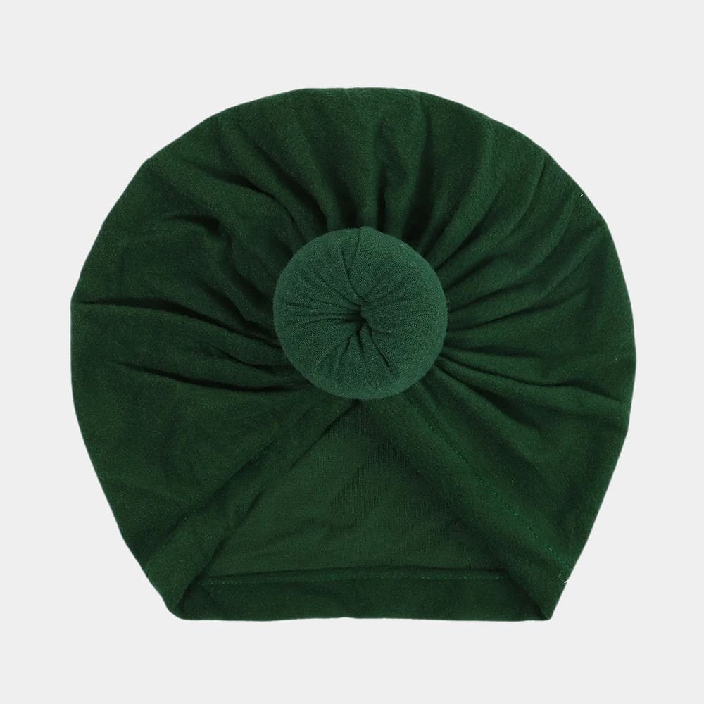 Turban bébé vert foncé avec nœud