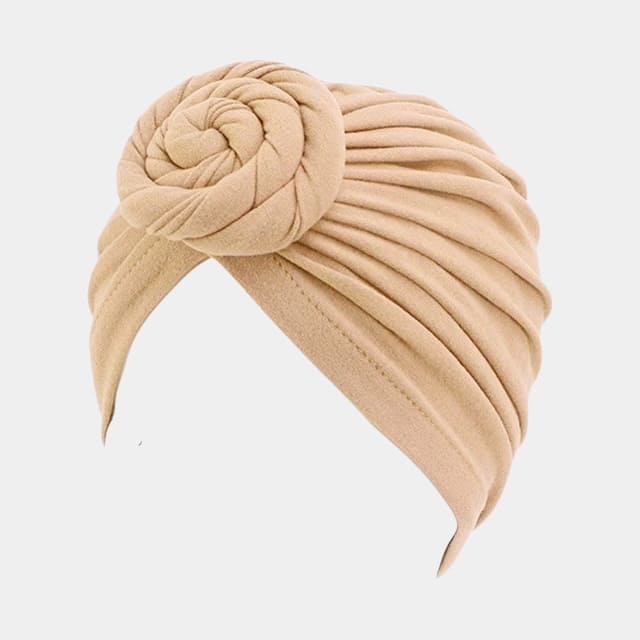 Turban beige désert avec gros nœud