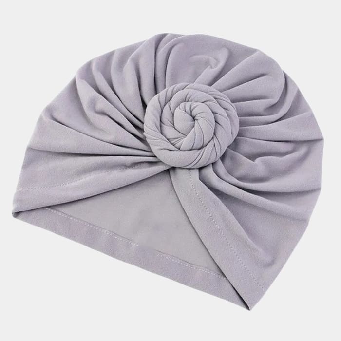 Turban gris avec gros nœud