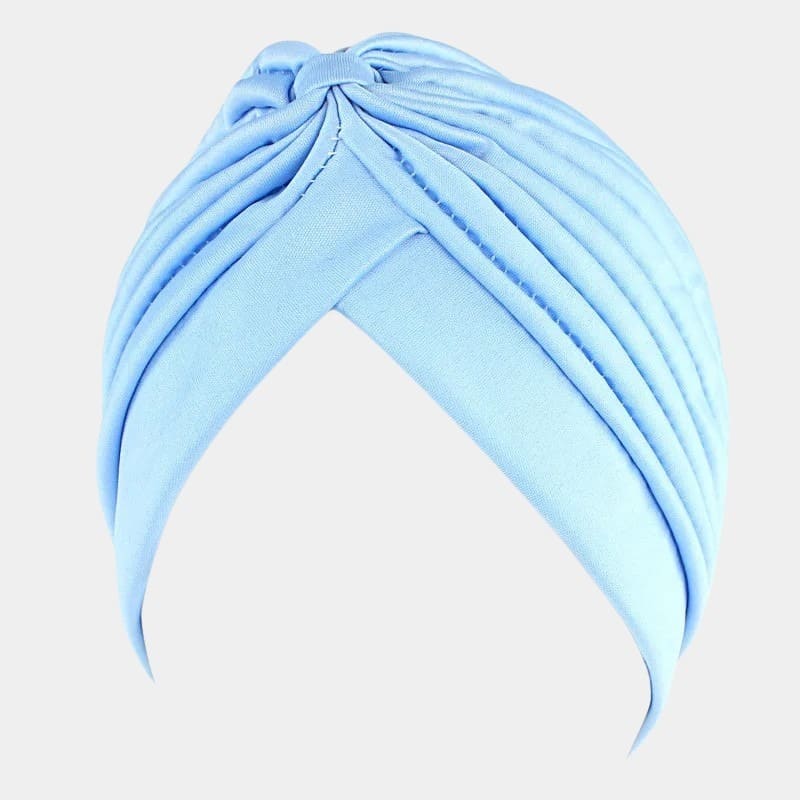 Turban plissé bleu clair