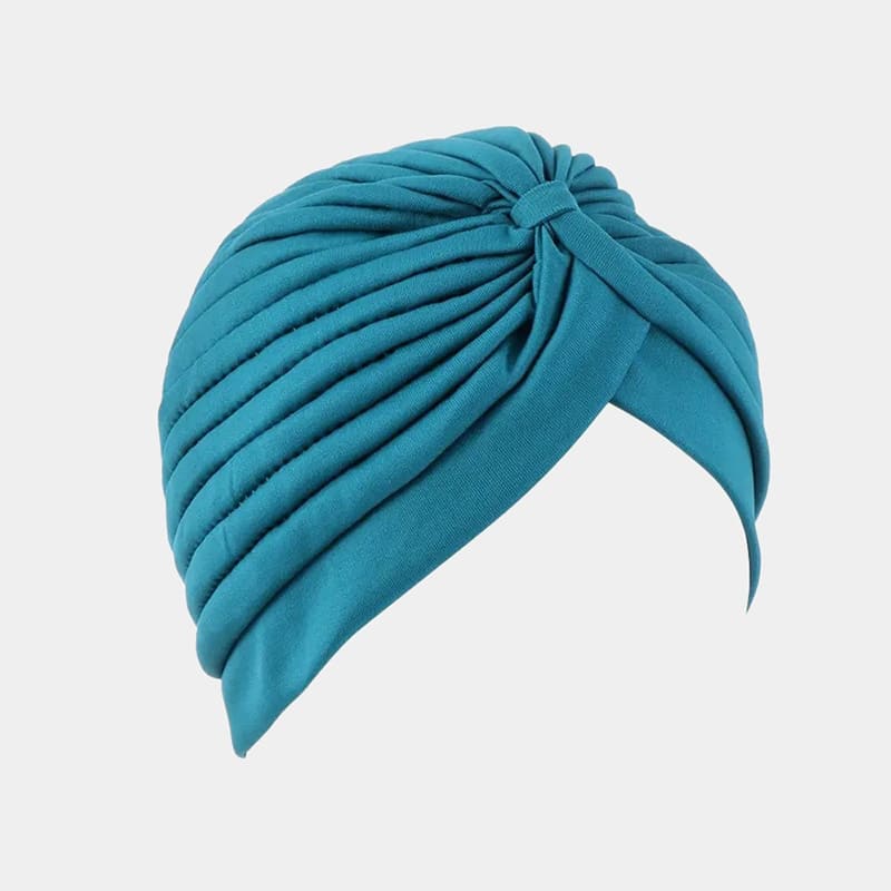 Turban plissé bleu sarcelle